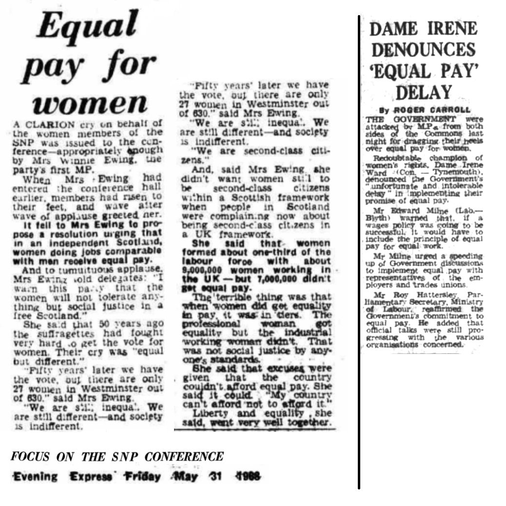 30. With probably more column inches referring to equal pay than at any other time, the public profile went up, and with that, the political heat went up. The government were facing pressure from every side.