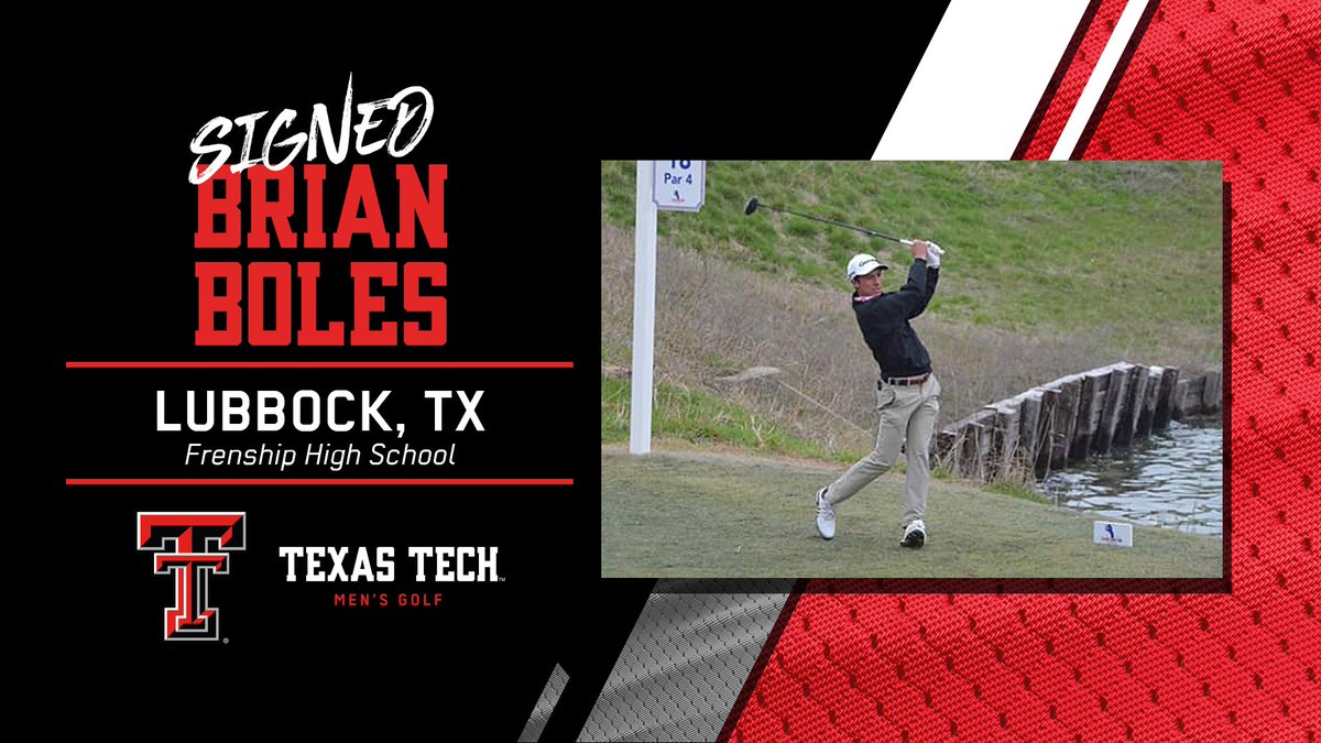 TexasTechMGolf's tweet photo. Staying in Lubbock ✍️ @BrianBoles2 

We are excited to welcome Brian to the Red Raider family. 🔴#WreckEm⚫️ https://t.co/3xI1WvdvnD