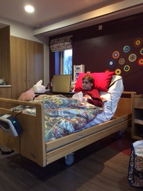 Sadly the cancer continued to take over his body and in March 2016 Adam went to stay in  @ClaireHouse a beautiful hospice close to home. On March 11th 2016 he died a few days after this photo was taken