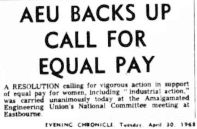 31. And every angle, because the increased public profile reflected in the actions of the unions. Barbara Castle called for a meeting to resolve a dispute, that included equal pay in the demands, just 20 days after becoming Secretary of State for Employment.