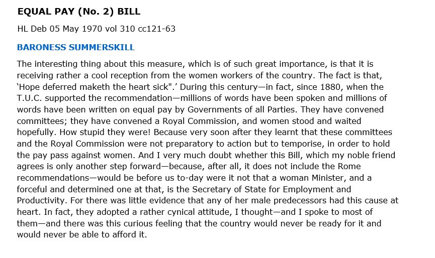 34. When parliament finally saw the Equal Pay act it was criticised for only covering equal pay for equal work rather than equal pay for work of equal value, but in fairness, this made the act quicker to deliver and simpler to interpret.The UK was already playing catch-up.