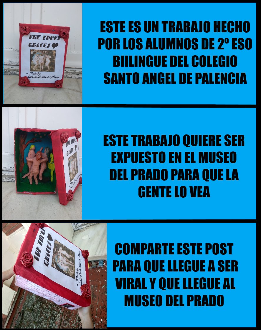 VirBMartin's tweet photo. Y este es el resultado de #artinboxes para celebrar el #200aniversario del @museodelprado por parte de los alumnos de 2°ESO del @SantoAngelPal
Queremos que se convierta en viral y el Museo del Prado nos retuitee.
Nos das tu un RT?
Box6: Las 3 Gracias https://t.co/4AoGqChlxj