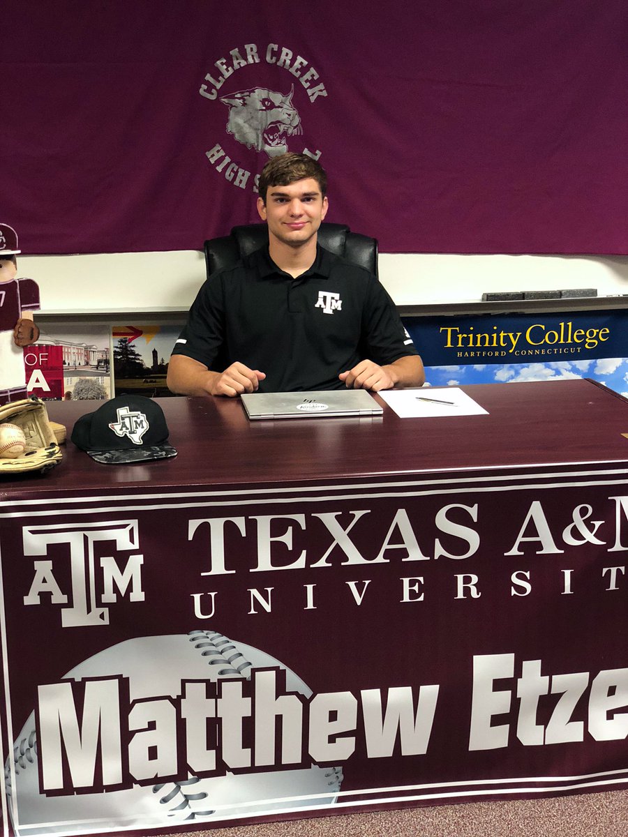 creekwildcatbb's tweet photo. Congratulations to Matthew Etzel on signing his NLI to @AggieBaseball today  @H5AB #GigEm https://t.co/UHHWzeTuRd