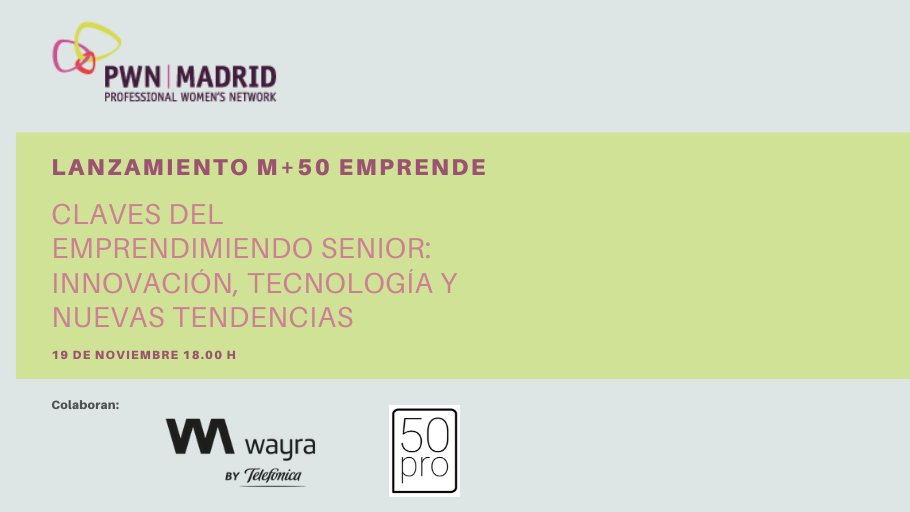 El lanzamiento de M+50 Emprende contará con María Luisa Castaño, directora general de investigación e innovación tecnológica de la <a href="/ComunidadMadrid/">Comunidad de Madrid</a> No te pierdas esta jornada sobre las claves del #emprendimiento senior en <a href="/Wayra/">Wayra</a>. Inscríbete 👉 bit.ly/32vDWBP