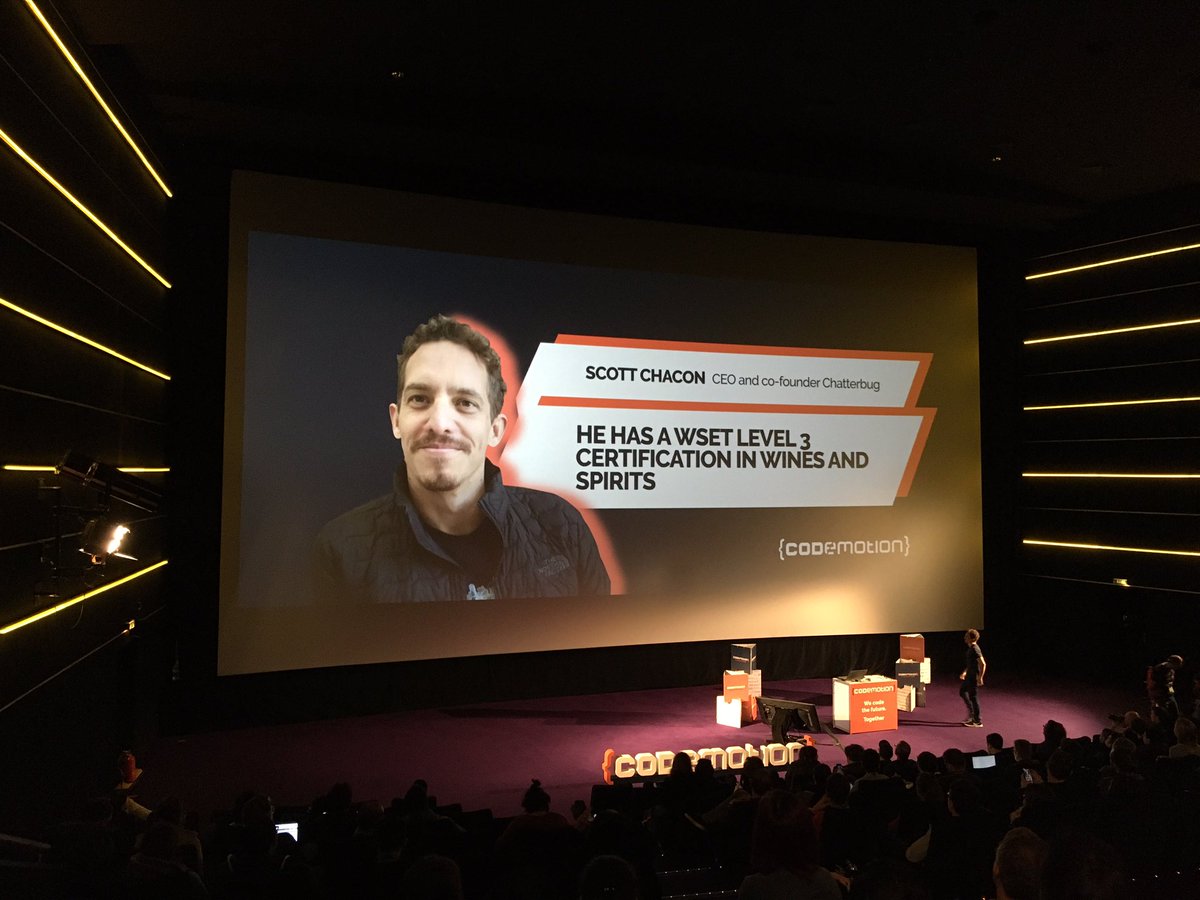 codeloverman's tweet image. From #github to #chatterbug 
Listening to @chacon at #CodemotionBerlin19 

#github 
#Entrepreneurship 
#git 
#Entrepreneur