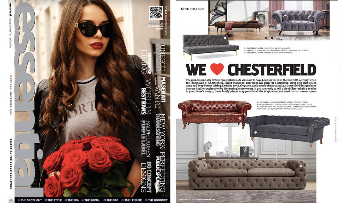 Merci à <a href="/essentialeditor/">Essential Marbella Magazine</a> pour sa présentation dans l'édition novembre 2019 du canapé CHESTERFIELD OLDSCHOOL ksl-living.fr/canapes/canape… en vente <a href="/KSL_Living/">KSL-Living</a>