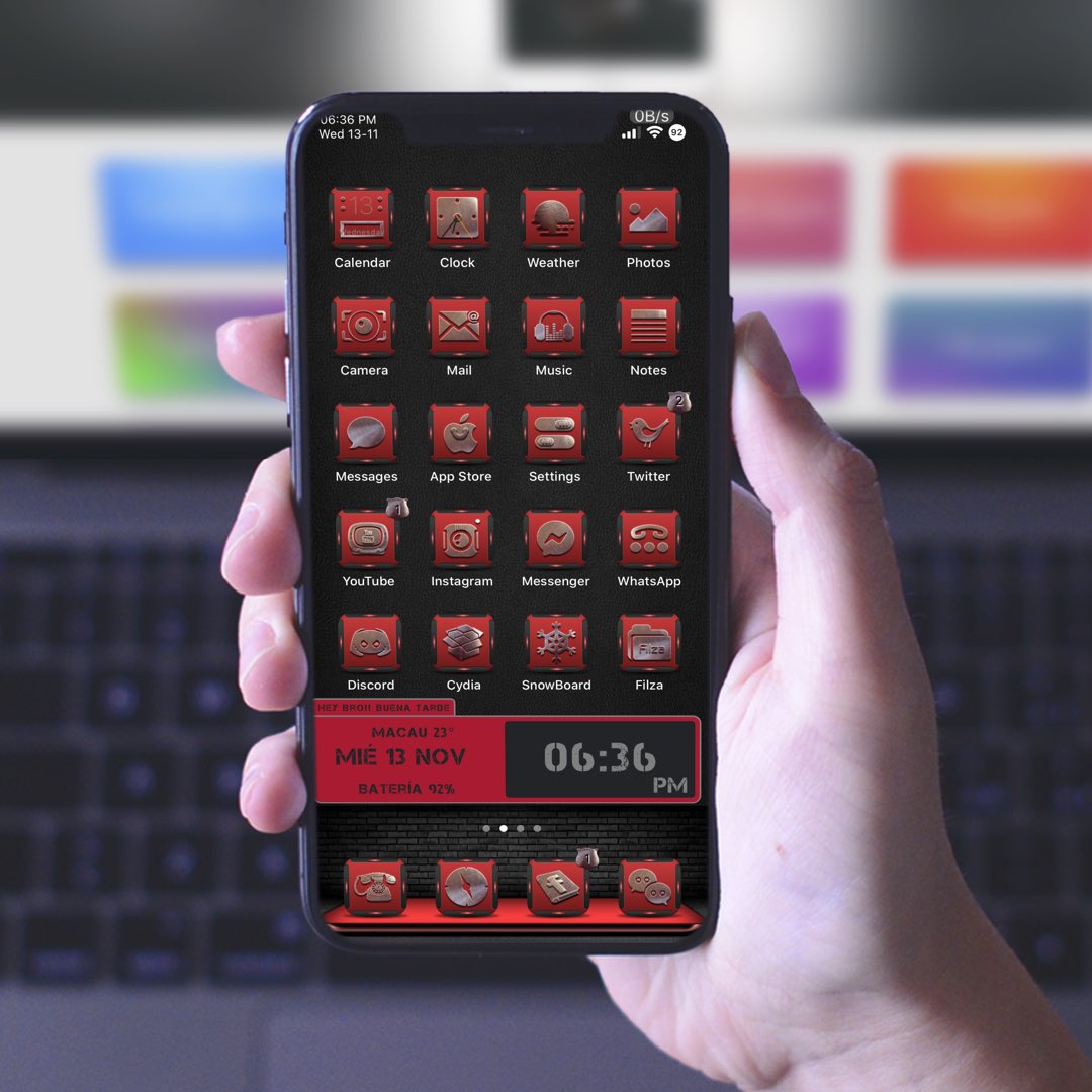 kyawthihaphyo's tweet photo. Don’t know what set up when I woke up on iPX 13.2.2 
#Redboss by me on packix
#Widget by @luis9_49
#Perfec_TimeXS by @HuChundong
#Bazzi3 by @BlakeBoxberger 
#Xenhtml by @_Matchstic 
#screenshotapp by @JunesIphone 
#Snowboard by @SparkDev_ 
#checkra1n 
Thanks all creators 🙏🏻 https://t.co/TYBrC7Bk0k