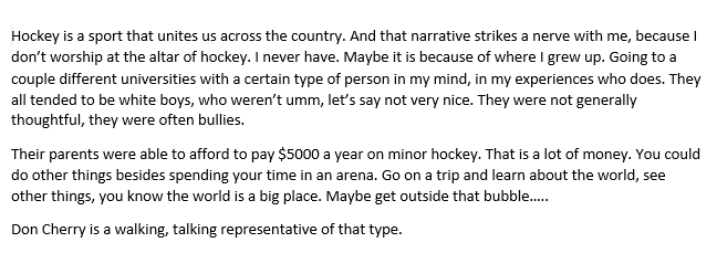 JasonGregor's tweet photo. This was @jessieraeallen on the @TheSocialCTV yesterday. She ranted about Don Cherry mocking and insulting people, which is fair, but then she does the same herself. Lumps all hockey players and families into one group. Classy. https://t.co/t8SwgAkKab