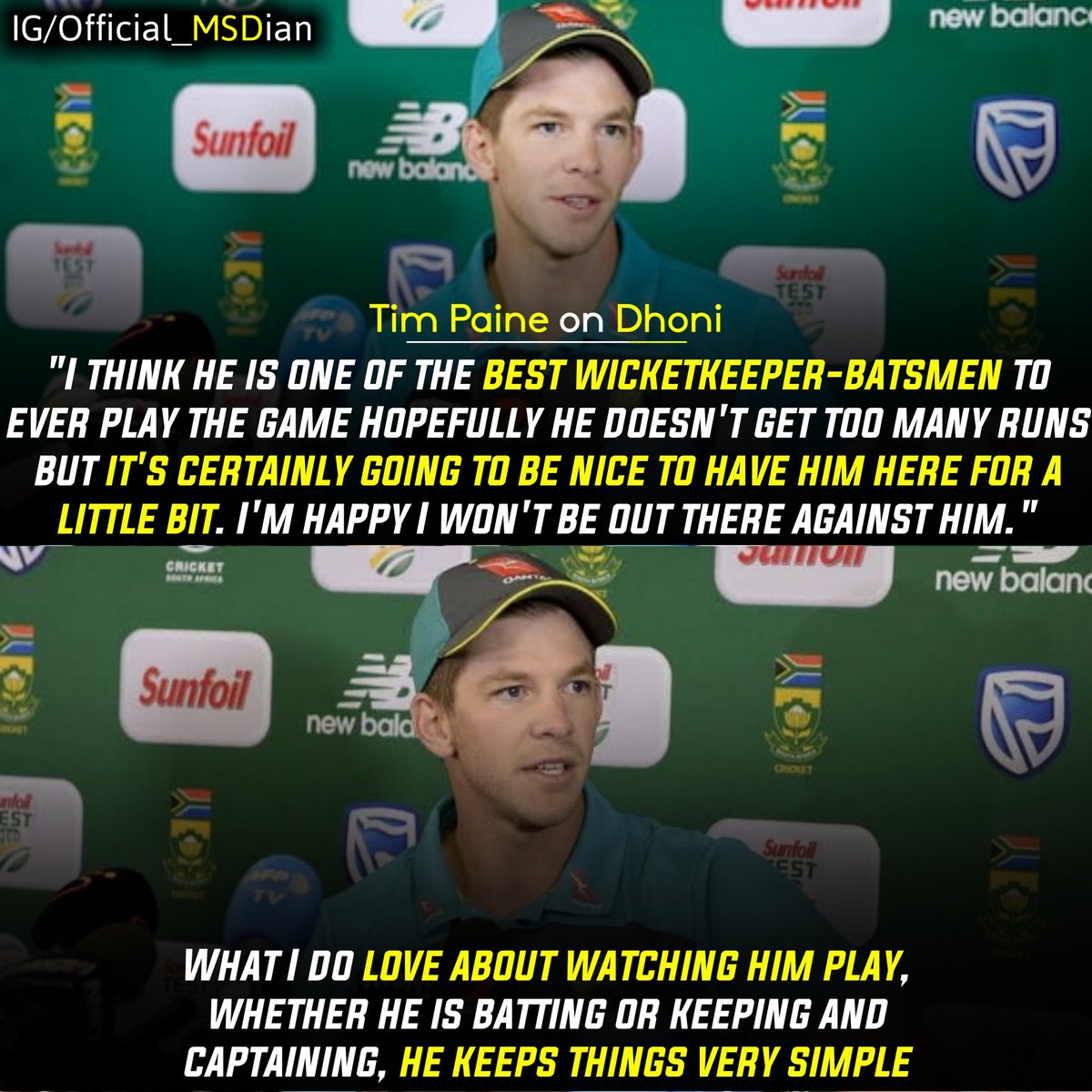 Tim Paine On Dhoni: #OZonMSD  #Dhoni