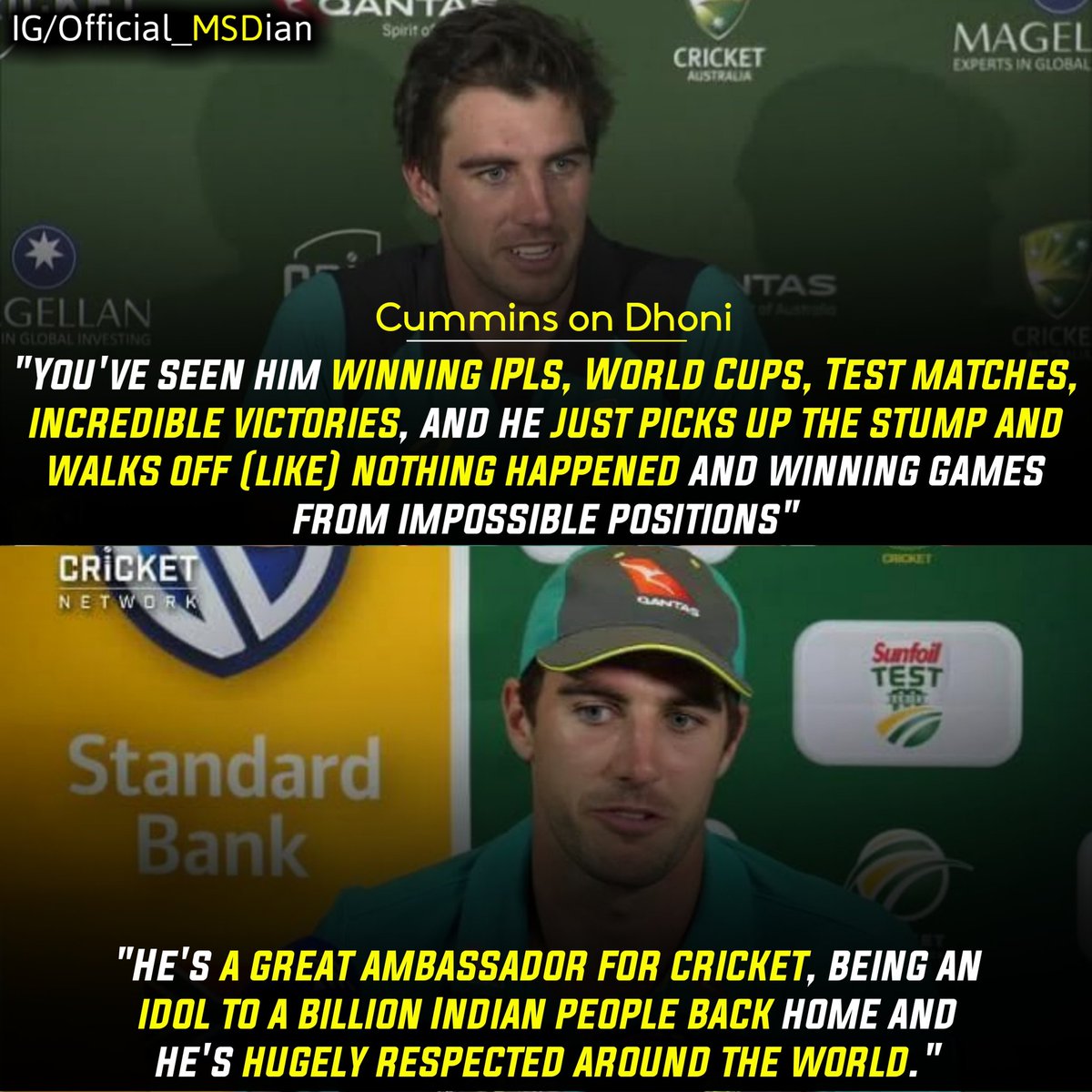 Pat Cummins on Dhoni: #OZonMSD  #MSDhoni