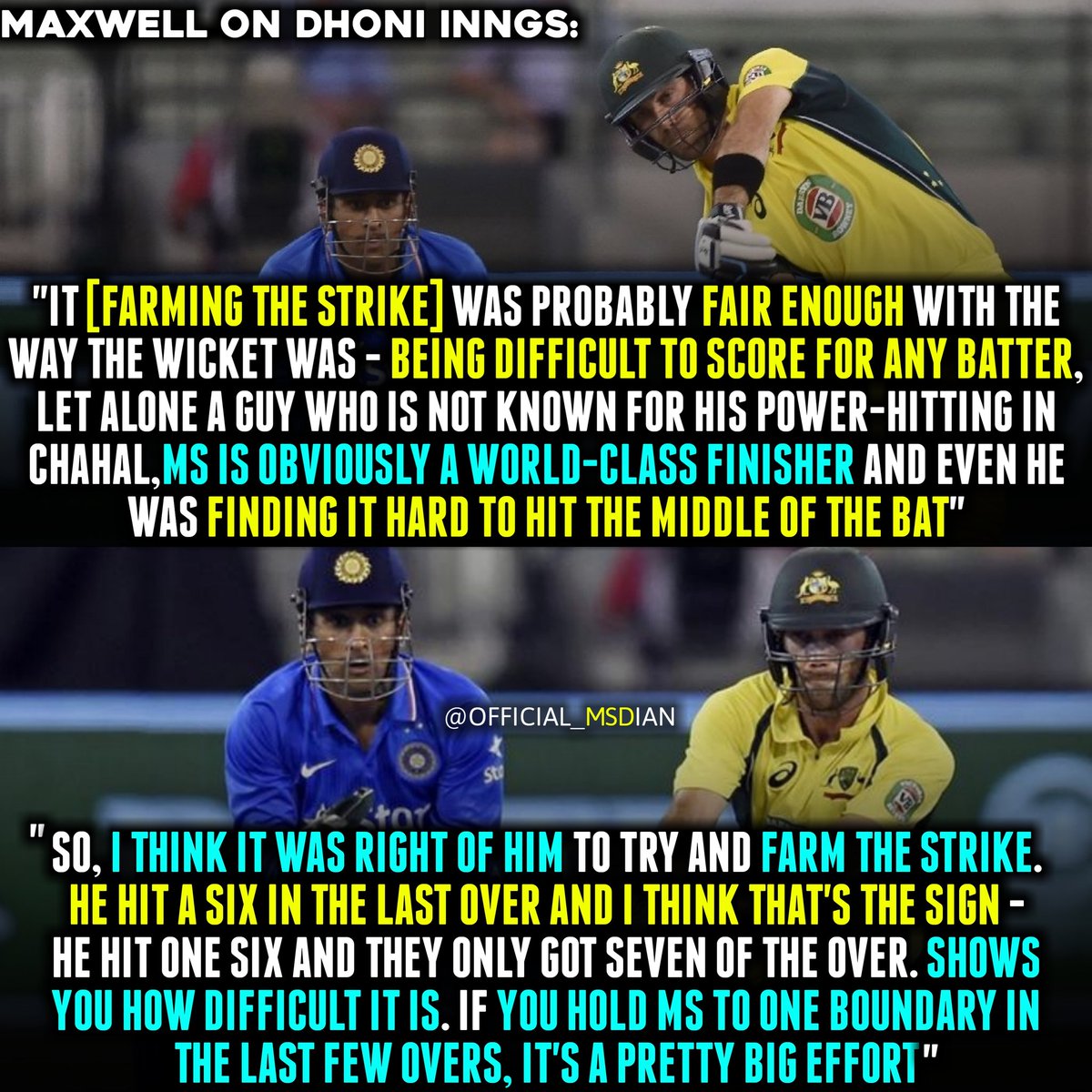 Maxwell on MS DHONI (This was 2nd or 3rd time he talked abt MSD this year)  #OZonMSD  #MSDhoni