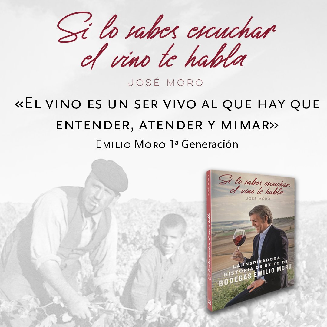 jmoroes's tweet photo. El esfuerzo de más de una centena de años labrando la tierra y amando el #vino se ha convertido ya en un pequeño universo. Mañana presentamos "Si lo sabes escuchar, el vino te habla", nuestro primer #libro. ¡Todo un orgullo! 📖🍷
#BodegasEmilioMoro https://t.co/kPq6zPSPhV