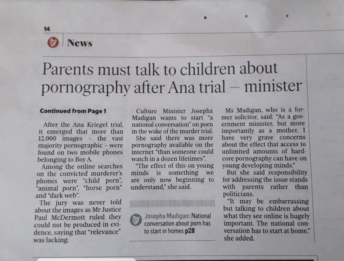 So I saw this article today about how  @josephamadigan wants to ''start' a national conversation about porn in  #Ireland. Which is weird, considered the leader of her party, Enda Kenny, called for this in 2016- did she miss this??This national conversation has been in full swing 1/