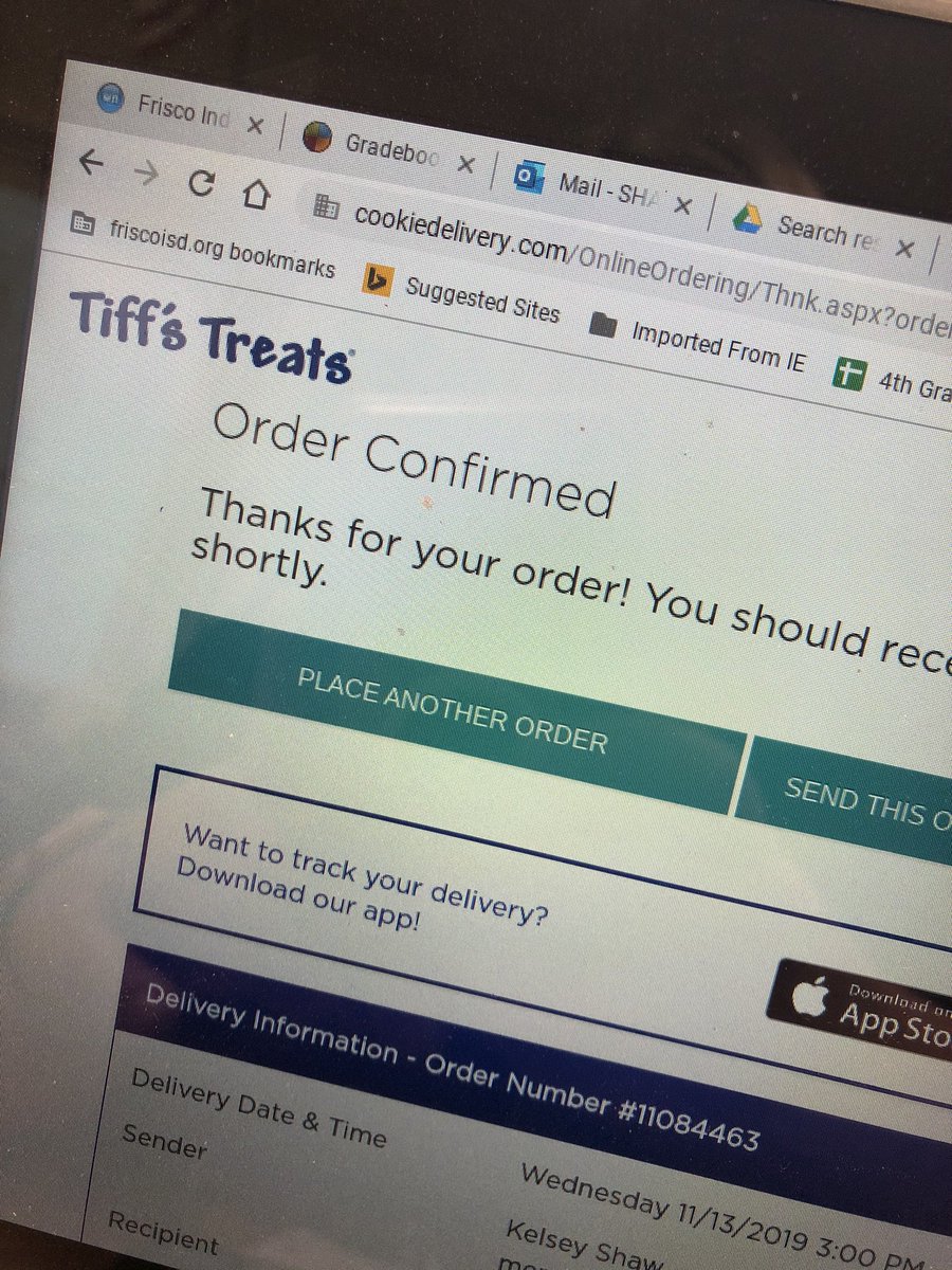 It may not be flowers, but who doesn’t LOVE cookies! Hope the recipient is surprised! @tiffstreats #powerofgratitude @McSpeddenES