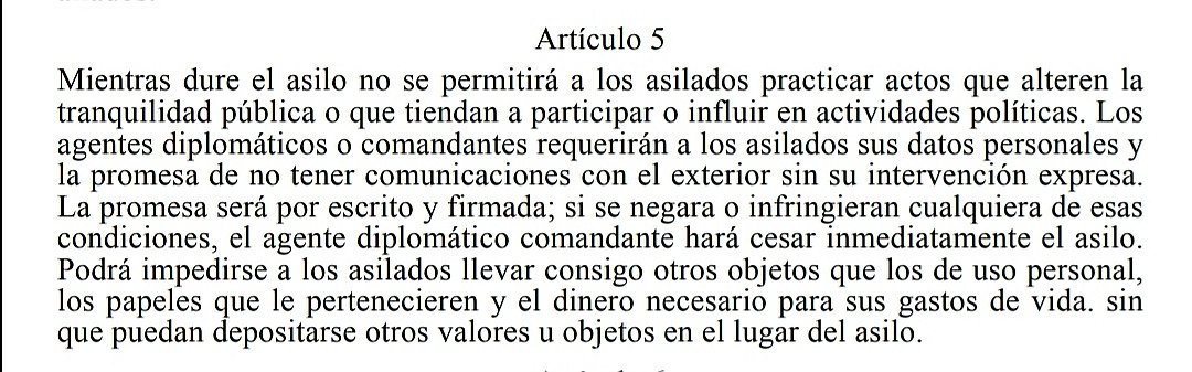 RodrigoRoca14's tweet photo. Art. 5 del tratado sobre asilo político y refugio político de Montevideo suscrito en 1939!
MÉXICO sea digno y soberano @OEA_oficial
@evoespueblo
@fdelrincon
#EvoEsFraude
#BoliviaUnida
#bolivialibre https://t.co/mWP6zdWE6R
