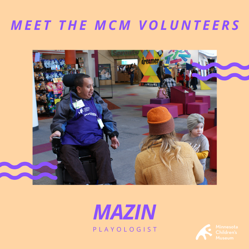 MCMVolunteer's tweet photo. Meet Mazin! He has been volunteering at the museum for a year and a half with more than 220 hours! Mazin’s favorite exhibit is the Giant Spiral Slide! Thank you for your efforts and dedication for the community at MCM! https://t.co/wIGaXySKP5