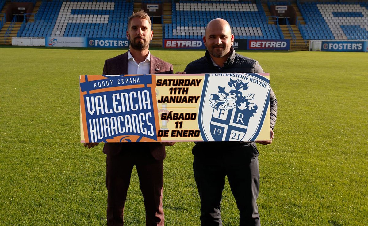 🏉✈️| Confirmado: Los Valencia Huracanes jugaràn un amistoso contra Featherstone Rovers  el Sabado 11 de Enero del 2020.

CONFIRMED: Valencia Huracanes will play Featherstone Rovers in a friendly on Saturday 11 January 2020 #LosHuracanes <a href="/FevRovers/">paul</a>

valenciahuracanes.com/dir/feathersto…