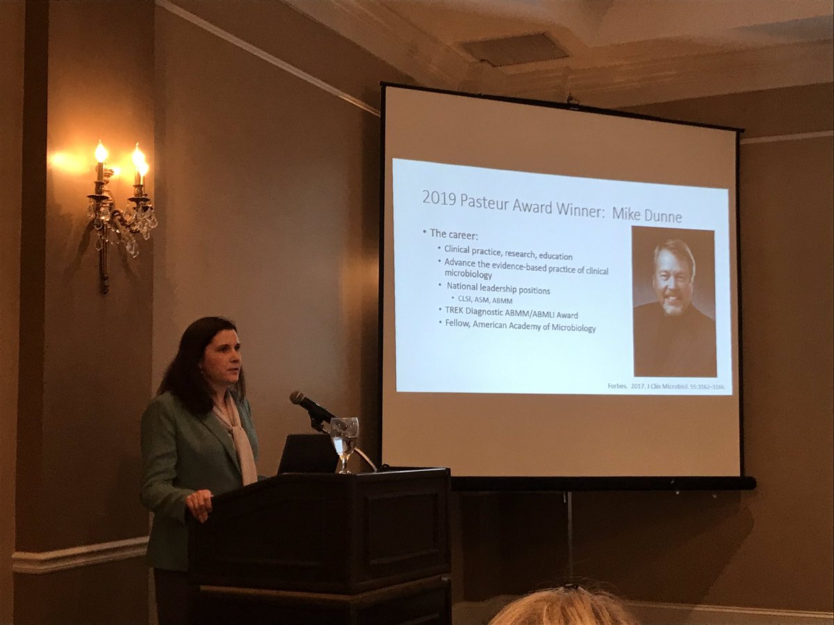 E_McElvania's tweet photo. Illinois Society for Microbiology honors Dr. Mike Dunne with our 2019 Pasteur Award @RVAgRAMStain @BurnhamBugDoc @aharrington1884 @DusichIrene @BeckyLindgren https://t.co/28mZPSGowh