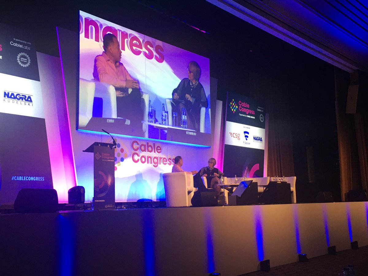 Fantastic interview of Enrique Rodriguez, CTO and Executive Vice President, Liberty Global led by <a href="/katecomments/">Kate Bulkley</a> for our last session on Day 1 of #cablecongress. We look forward to seeing you at the party this evening!