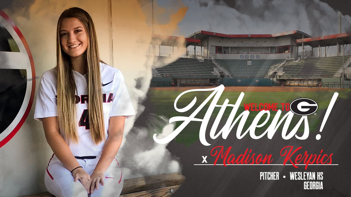 UGASoftball's tweet photo. @cayylabishop @JaydaKearney Georgia native @KerpicsMadison is officially a Dawg! She's a multi-time Class-A Private Pitcher of the Year during her prep career! 

Welcome to UGA, Madison! 

#Team25 | #GoDawgs https://t.co/YVI5nrf1w9