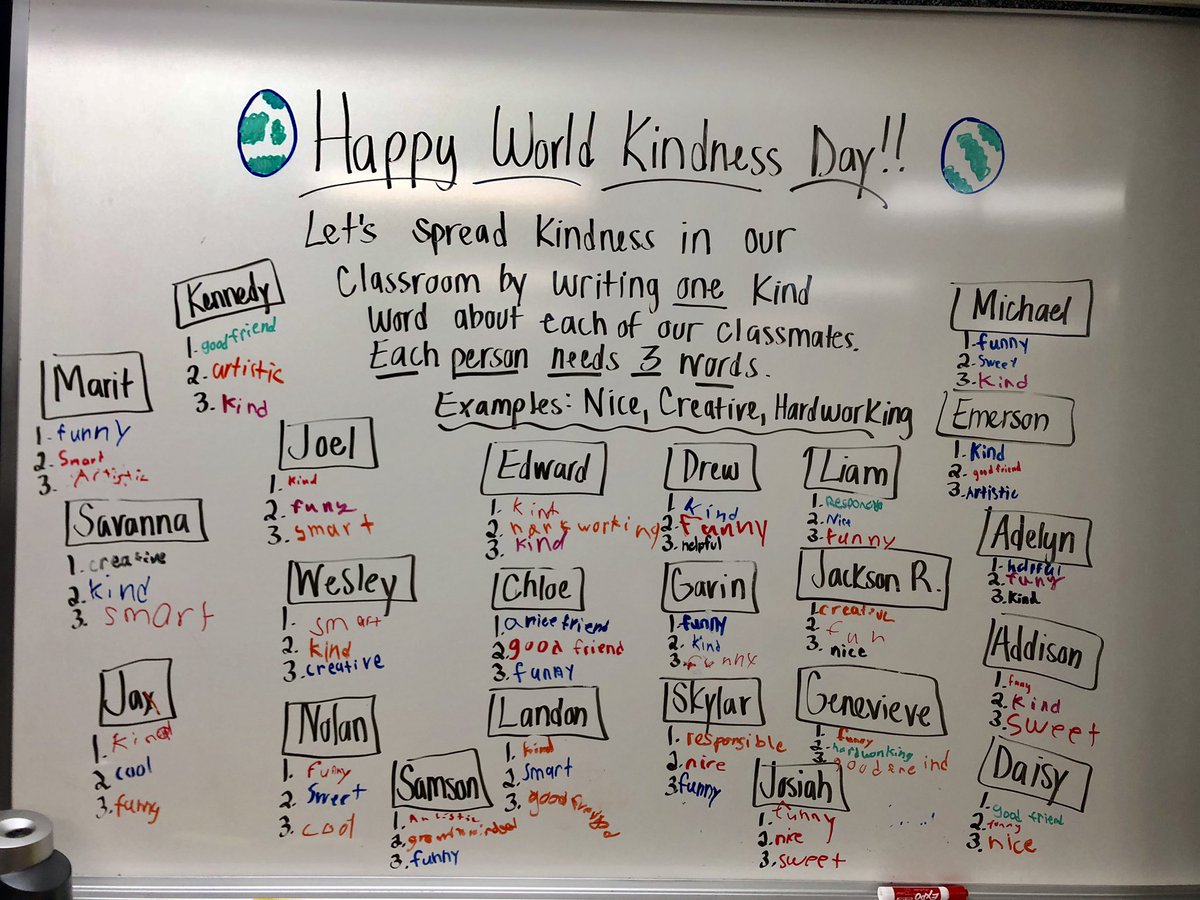 mrsstrukel's tweet photo. Happy World Kindness Day!!! ❤️ 🌎 #whiteboardwednesday #underwoodproud https://t.co/RpQVTKnXYN