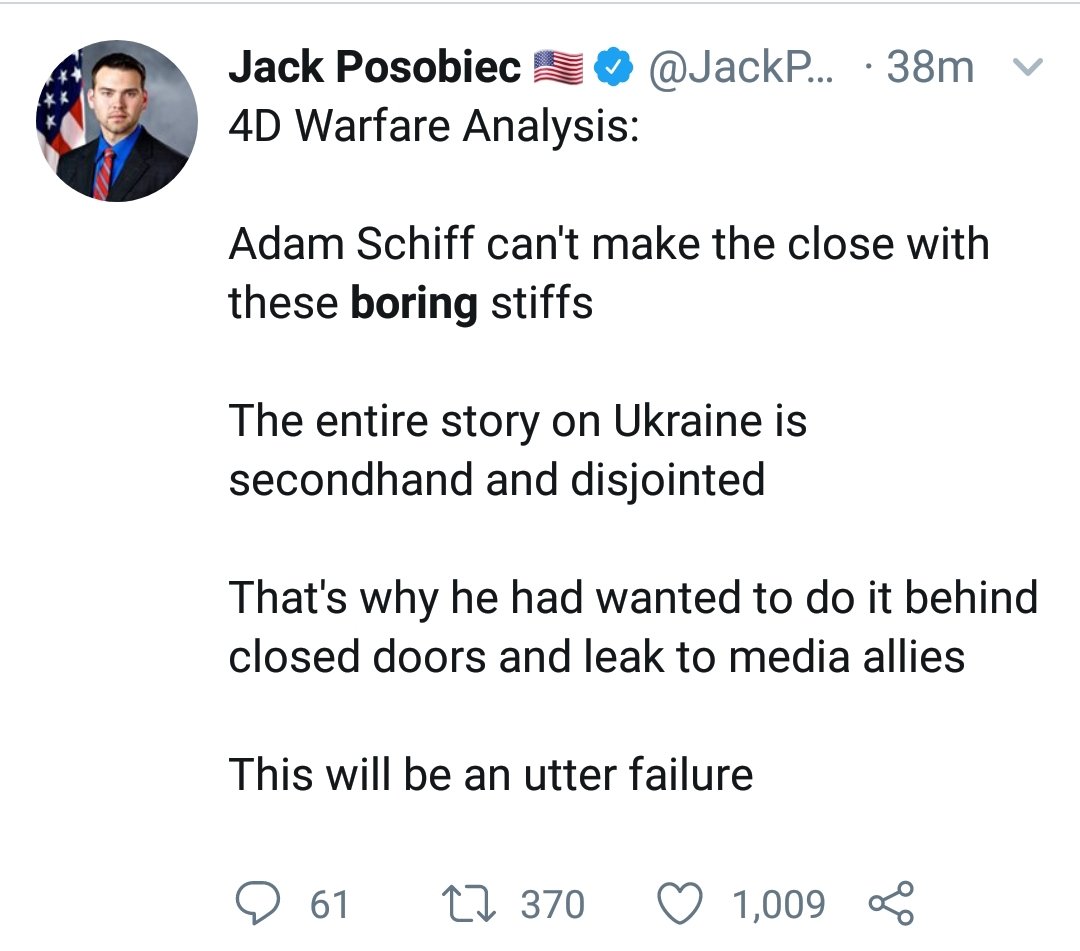 Impeachment is a sham because Trump is a god, but also because it's boring.  #ImpeachmentHearings