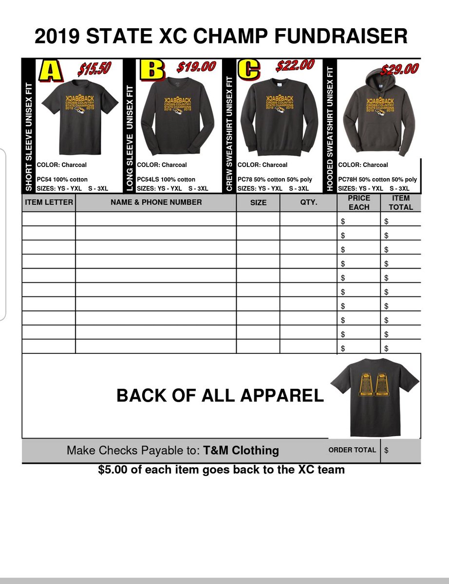 TiptonXC's tweet photo. Purchase your “Back 2 Back State  Champions” gear at T&amp;M now....proceeds benefit the XC program. https://t.co/qPvpyqzlBi