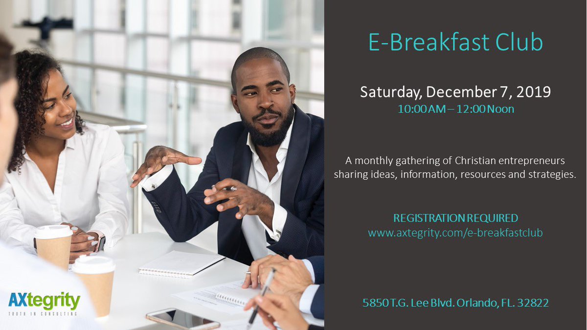 Axtegrity's tweet image. Join us again for our LAST E-Breakfast for the year on December 7, 2019.
👇🏾👇🏾👇🏾
Register Today !
axtegrity.com/e-breakfast-cl…