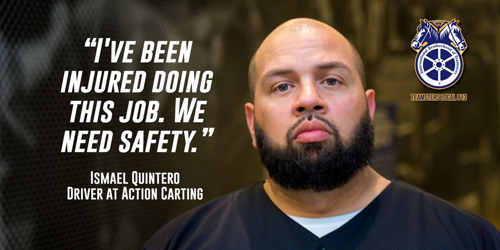 TeamstersJC16's tweet photo. Sanitation work is dangerous. @ActionCarting workers need safety.
#JusticeAtAction #1u https://t.co/JjM6NtkBZh