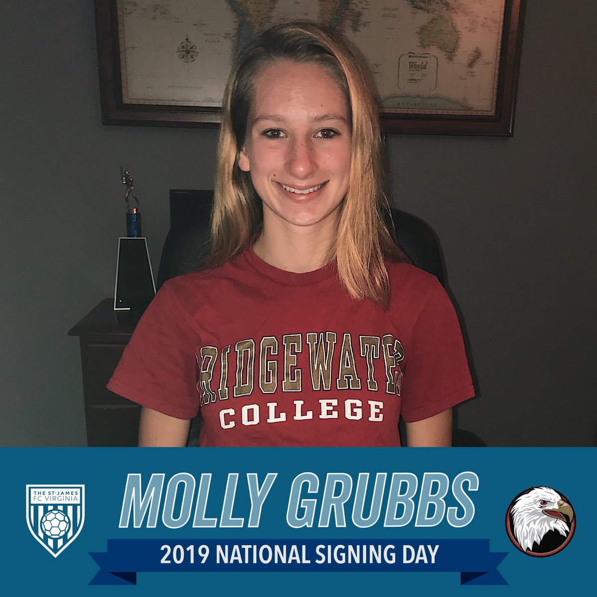 TheStJamesFC's tweet photo. ✍️ Thrilled to announce that #FCV U19 United player Molly Grubbs has committed to play soccer at #BridgewaterCollege Molly has been with FCV for over 3 years and believes the club has helped push her become a better person ON and OFF the field. 🙌 #2019SigningDay @thestjames https://t.co/t1jck5I0rW