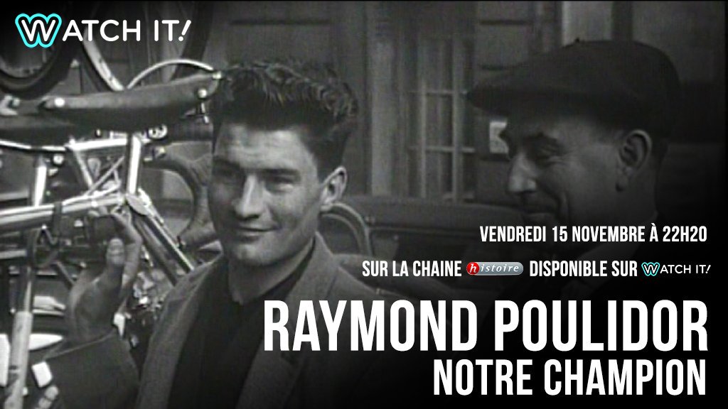 En hommage à Raymond Poulidor, la chaîne Histoire, disponible sur Watch It, diffusera le documentaire "Raymond Poulidor, notre champion" ce vendredi 15 novembre à 22h20 ! 
Retour sur l'incroyable carrière de "Poupou". A ne pas manquer 👉 bit.ly/Histoire_Watch…