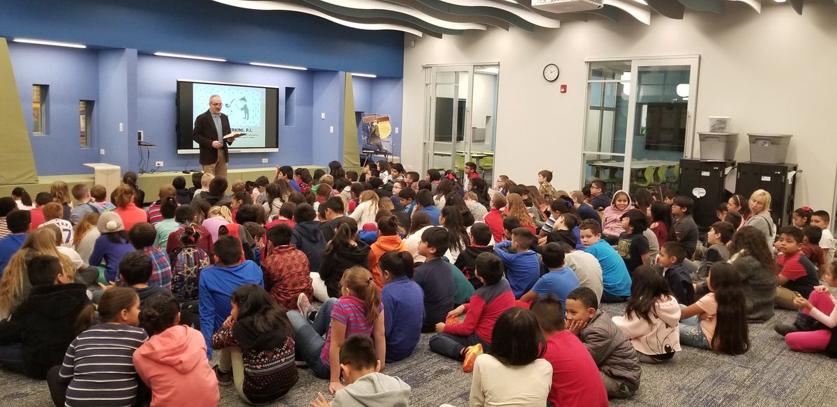 SueM_Space's tweet photo. Author @JohnMadormo visited our 3rd-5th graders today @D33IndianKnoll! His mystery series; Charlie Collier, Snoop for Hire are a must read! #D33Effect #WeGoD33 https://t.co/6KO0gJuOPk