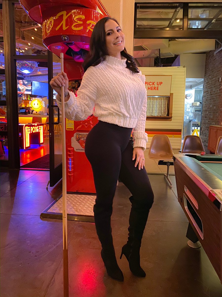 krystalamara's tweet photo. Hello Twitter! All these years it’s my first time on here! 
#fitmom #mom #momblogger #gamenight #gameofpool #nightout #datenight #fashionnova https://t.co/HKcaTAKW2y