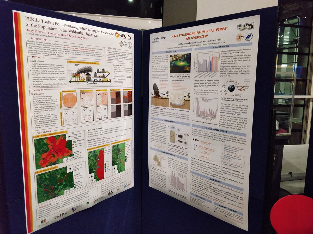 FranRestuccia's tweet photo. At the @centrewildfires launch event this evening, nice to see the posters from @ImperialHazelab on #smouldering #ignition and #fireEmissions https://t.co/hAXK55Z6cz