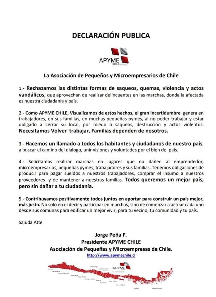 KarlaEnAccion's tweet photo. ¡Se siguen levantando las voces democráticas q quieren un #AcuerdoPorLaPaz! Hacemos el llamado para q todos los actores sociales se sumen a esta causa por el bien de Chile: políticos, empresarios, artistas, deportistas, académicos y líderes. Un nuevo pacto social es posible!🙏🇨🇱 https://t.co/xAOU6mONGa