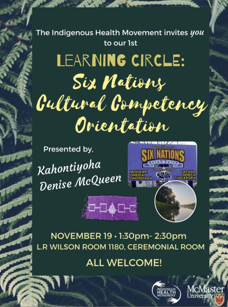 Join us next Tuesday at 1:30 in LRW for our very first Learning Circle of the year! The lovely Kahontiyoha Denise McQueen will lead us through a Six Nations Cultural orientation that you won’t want to miss! All are welcome💜 #learningcircle #sixnations #orientation #indigenous