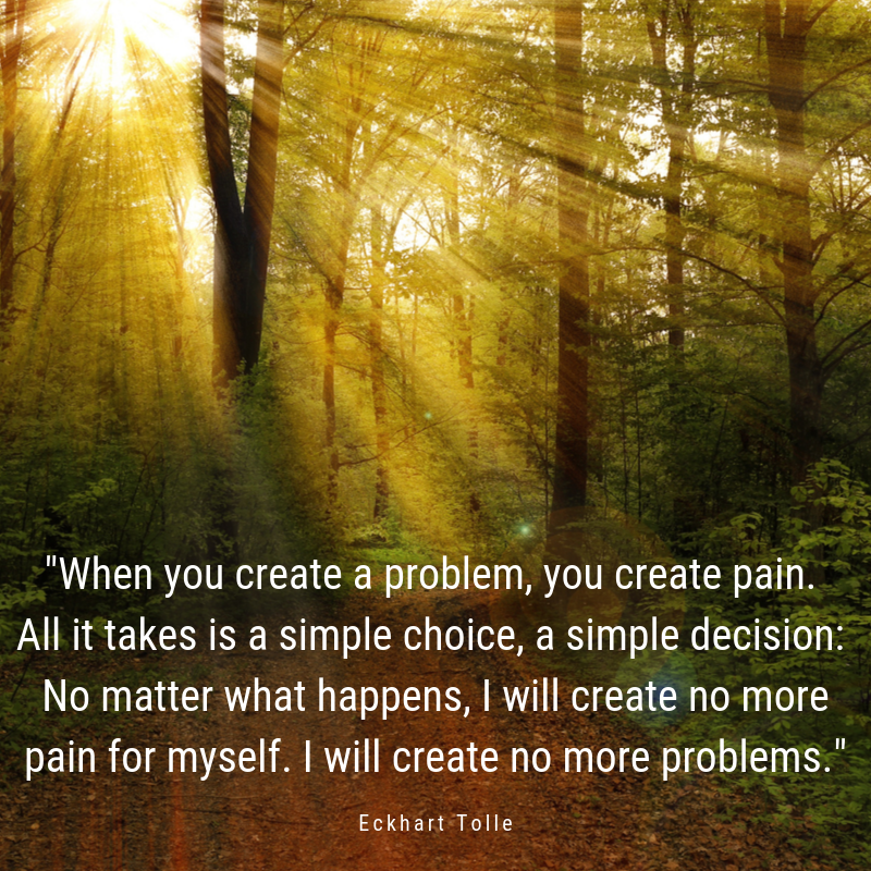 Eckhart Tolle When You Create A Problem You Create Pain All It Takes Is A Simple Choice A Simple Decision No Matter What Happens I Will Create No More Pain