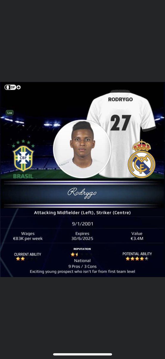 fm14532's tweet photo. 🇧🇷 27. Rodrygo (2001)
[ Real Madrid ] 
•
•
•
•

#fm20 #footballmanager #footballmanager2020 #fm1453 #futbol #soccerskills #spanien #laliga #realmadrid #wonderkid #brazil #rodrygo https://t.co/mzVIxsZRrk