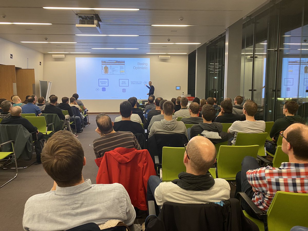 Presentation on microservices and transactions by <a href="/mobileLarson/">mobileLarson</a> at java user group #münster - great content and crowded room. Thanks to <a href="/_openknowledge/">OPEN KNOWLEDGE GmbH</a>, <a href="/LVM_IT/">LVM-IT</a> and <a href="/triondevelop/">trion development</a> for sponsoring.