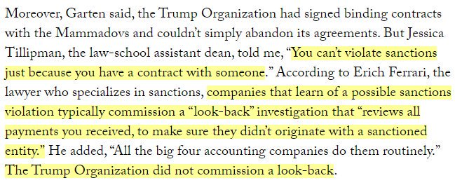 Trump's company has probably violated the Foreign Corrupt Practices Act  https://www.newyorker.com/magazine/2017/03/13/donald-trumps-worst-deal