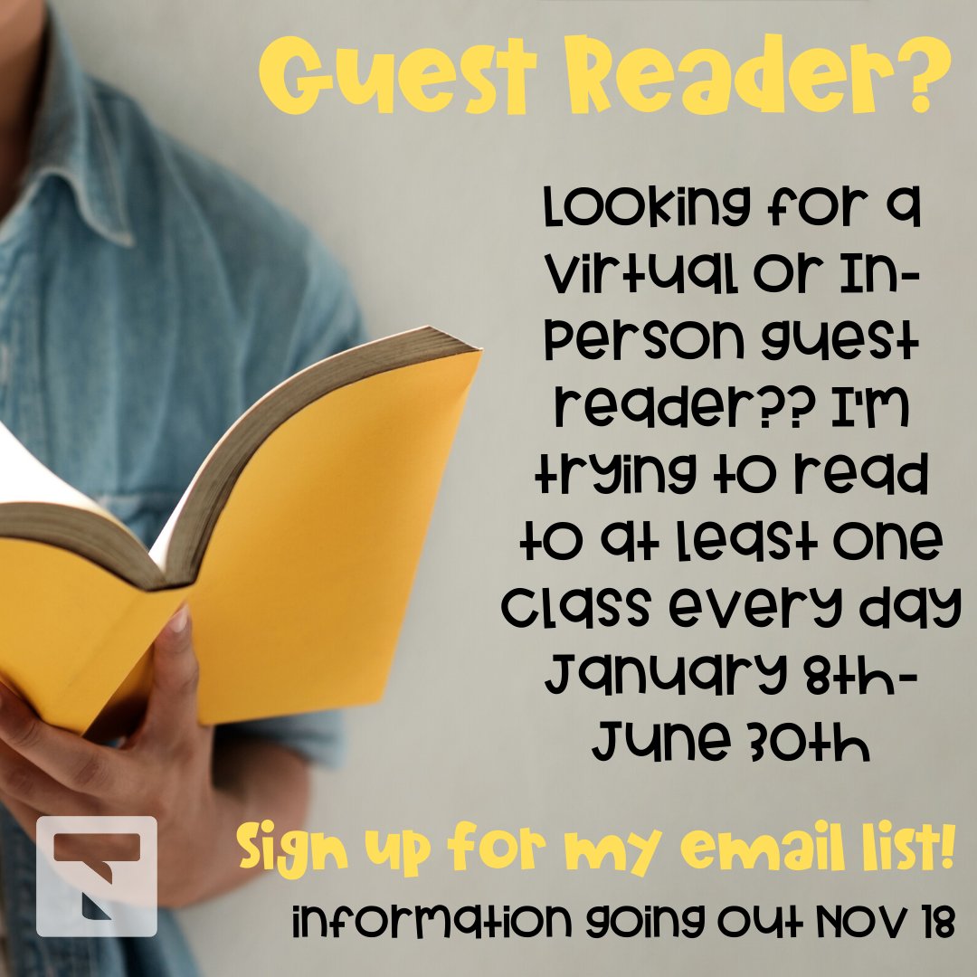 Looking for a guest reader in your class this Spring Semester??

Sign up for my email list for an EXCLUSIVE email going out on Monday!!

mailchi.mp/a96237d1c4fd/t…

#KidsDeserveIt #TLAP #LeadLAP #Reading #TellYourStory
