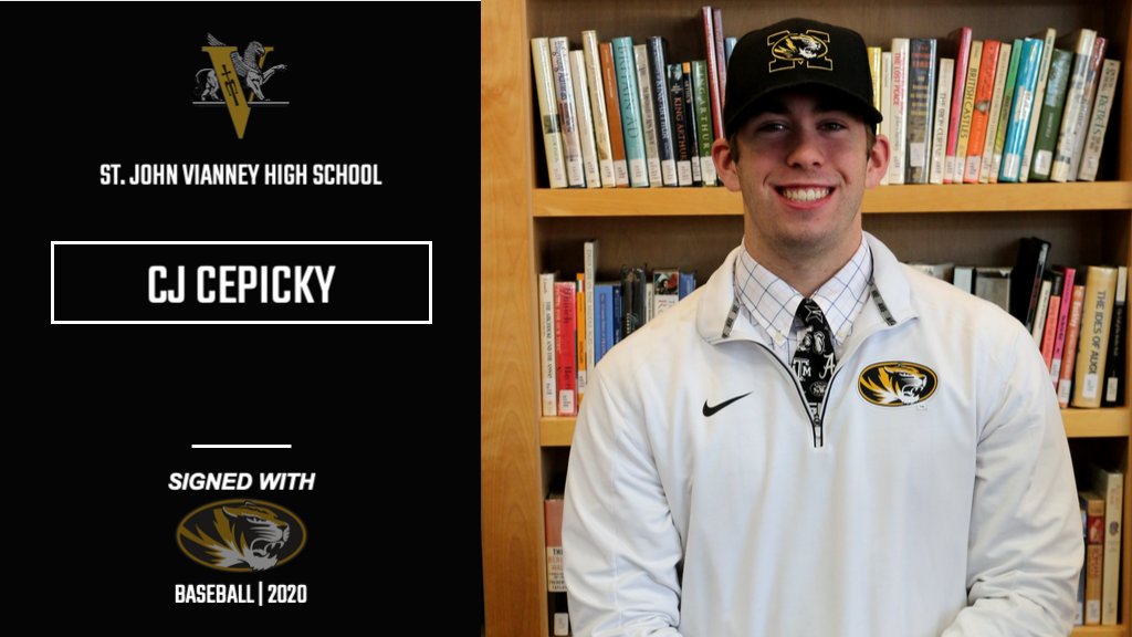 Congrats to <a href="/vianneybaseball/">Vianney Baseball</a> <a href="/vianneygriffins/">Vianney Griffins</a> CJ Cepicky on signing his NLI this morning with <a href="/MizzouAthletics/">Mizzou Athletics</a>