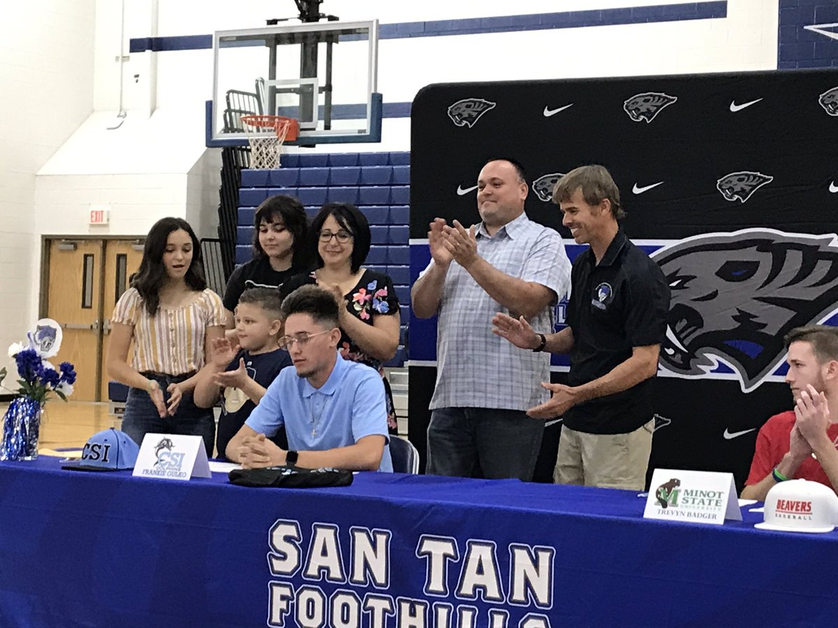 Today was a transcendent one in the history of STFHS, as two of our students, <a href="/GulkoFrankie/">Frankie</a> and <a href="/badger_trevyn/">Trevyn Badger</a> signed their athletic letters of intent, with the College of Staten Island and Minot State respectively. Congratulations to both Frankie and Trevyn! #SabercatPride