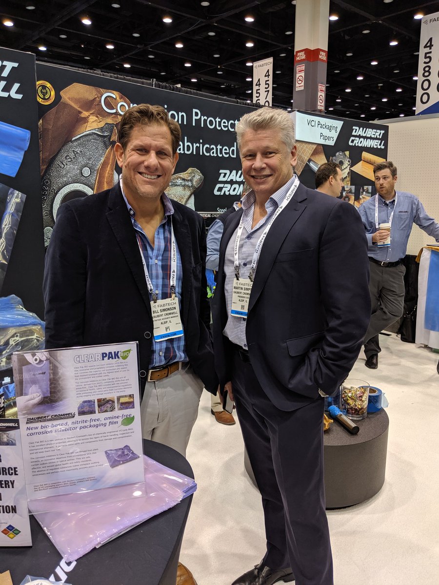 KarenClements17's tweet photo. Don't forget to drop by and see us at #fabtech19, booth D46253! @DaubertCromwell is the leading name in corrosion prevention, and we're ready to help #vci #corrosionprotection #rustpreventive #rustpreventiveliquids #fabtech2019 #corrosion #daubert https://t.co/BT6nCW0Sej