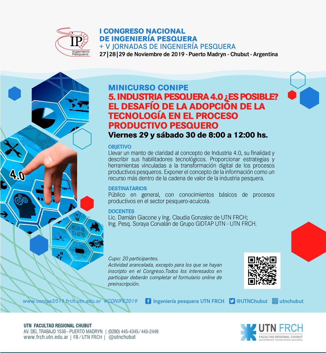 UTNChubut's tweet photo. #CONIPE #CONIPE2019
#IngenieriaPesquera #AlimentoBalanceado #GIDTAP #CultivoDePeces #TecnologíaPesquera #Innovacion #Chubut #Patagonia #CapacitaciónUTN #UTNChubut #UTN
- Alimento Balanceado
- Industria Pesquera 4.0 https://t.co/rbH5mycLt3