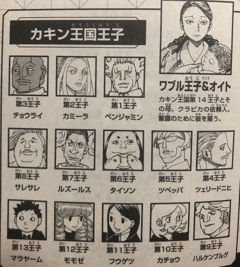 ハンターハンター カキン帝国の王子まとめ 念獣や念能力もあわせて紹介 Selvy