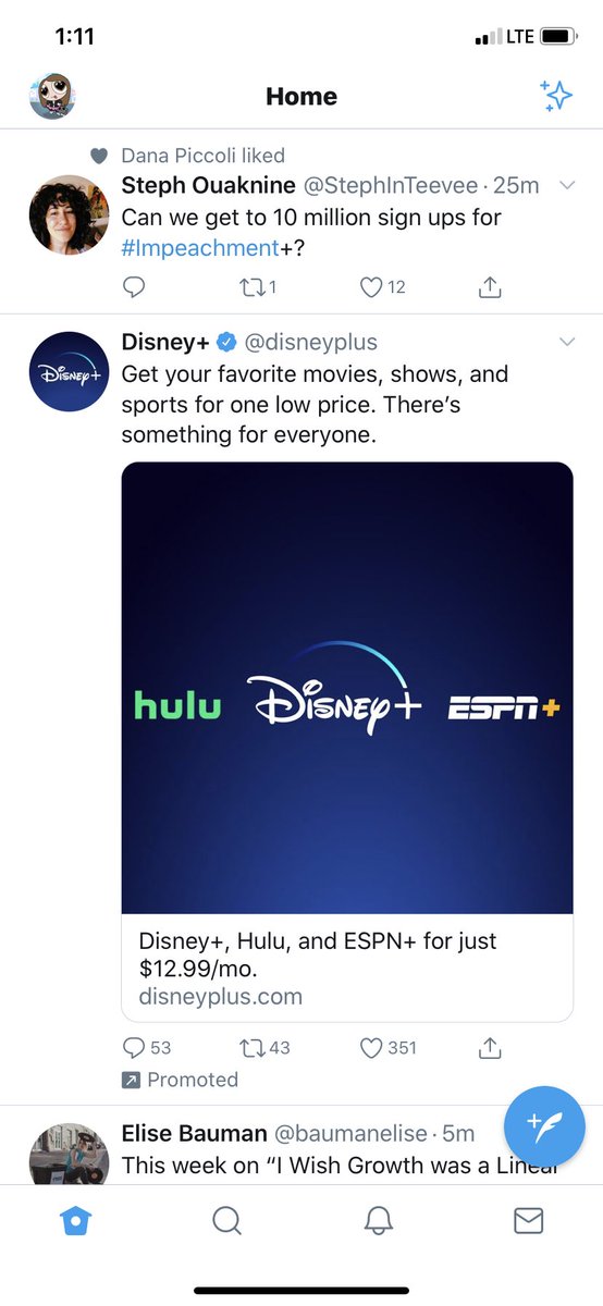 cenedra2917's tweet photo. @StephInTeevee This tweet is infinitely better when it’s above an ad for Disney+ 😂😂😂 https://t.co/L7TUUqkOqy