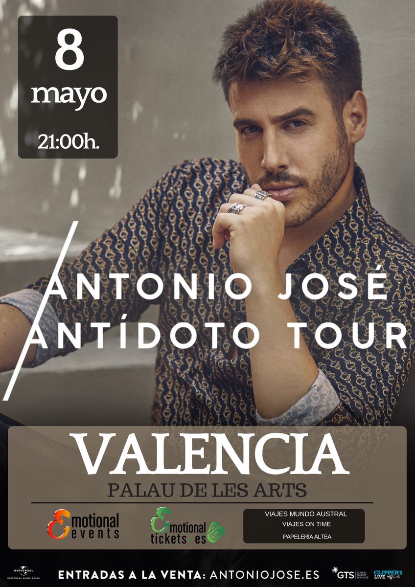 Emotionalticket's tweet photo. Mañana a la venta las entradas para ver a @AntonioJSMazuec en concierto en el Palau de les Arts de #Valencia .

¡¡Atentos a nuestra web!! https://t.co/u5OC07EqXK