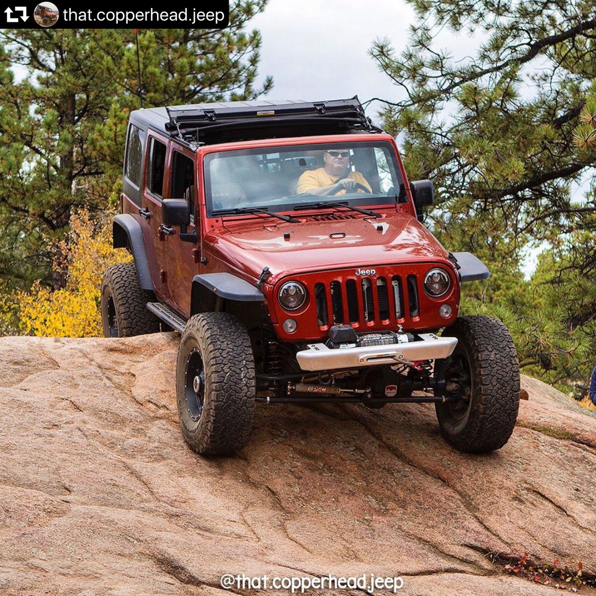 It's halfway through the week! (📷: <a href="/that/">tanner 🧢</a>.copperhead.jeep 👌👌)
.
.
#mcefenders #thatcopperheadjeep #savvyoffroad ##pscsteering #teraflex #bfgoodrich #ko2 #jeep #daystarproducts #jeepwrangler #jeepjk #jeepjku #jeeplife #instajeep #instajeepers #jeeping #offroading #4x4