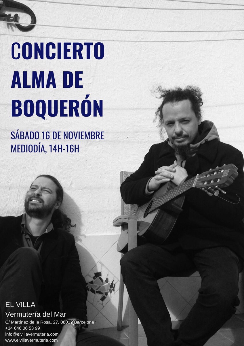 almadeboqueron's tweet photo. Este sábado estaremos de vermuteo en @elvillavermuteria de Gràcia en “versión de bolsillo” a dúo!!! Tremeeeeendas y variadas tapas a las que pondremos banda sonora a partir de las 13:30... ARSAAAA!!
#almadeboqueron #rumba #rumbacatalana #rumbadeautor #vermut #vermuteo #vermuting https://t.co/hS4qa6UG50